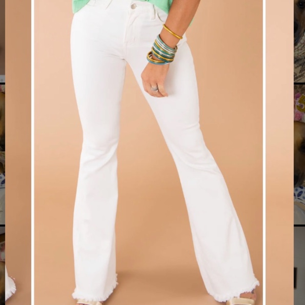 Flying Monkey White High Waisted Flare Jeans